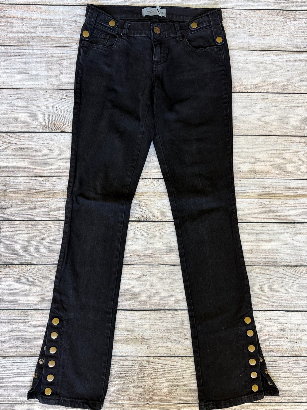 Rare Y2K London Jean Victoria’s Secret Black Button Flare Jeans Retro Size 2